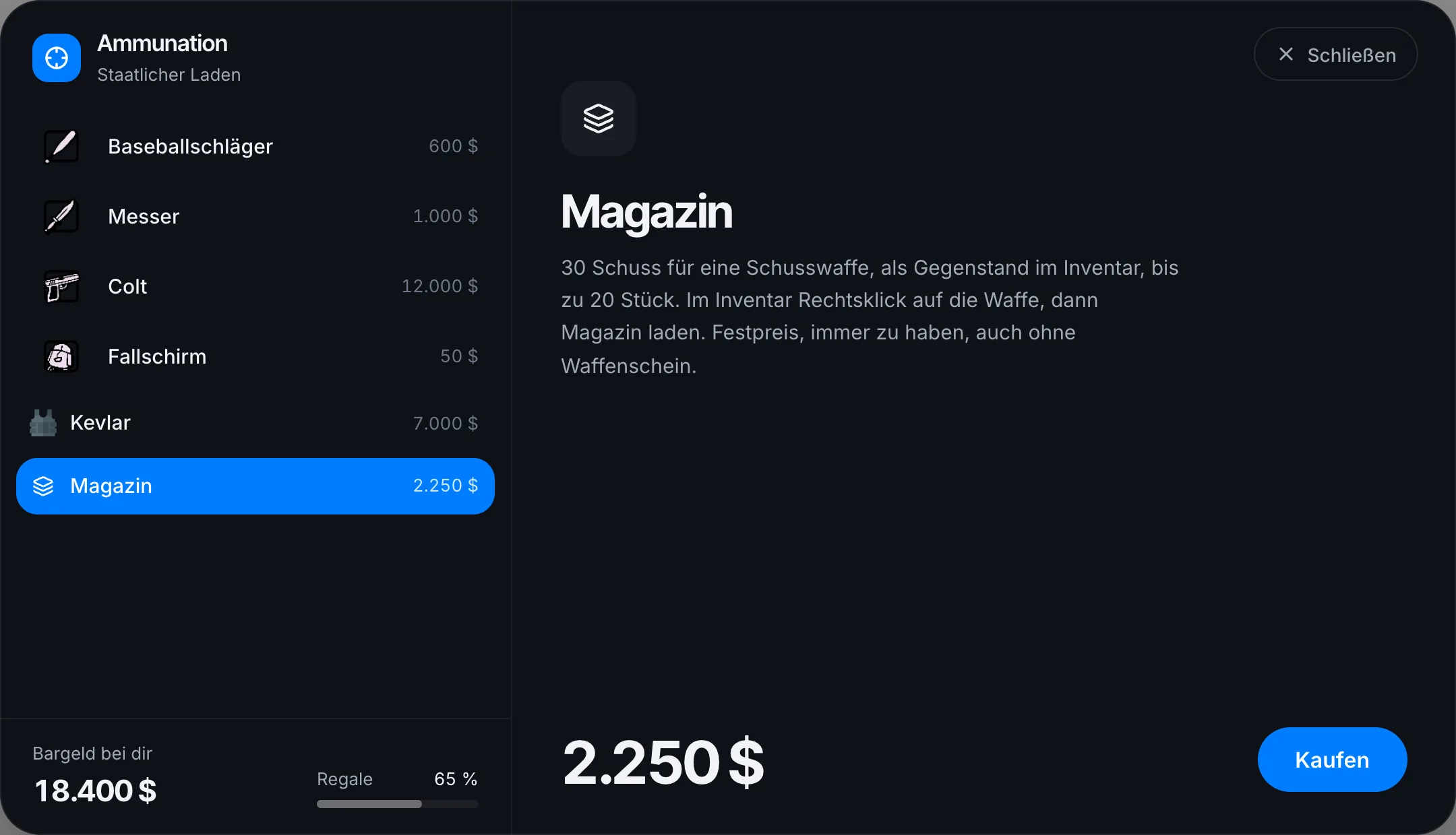 Das Magazin im Ammunation