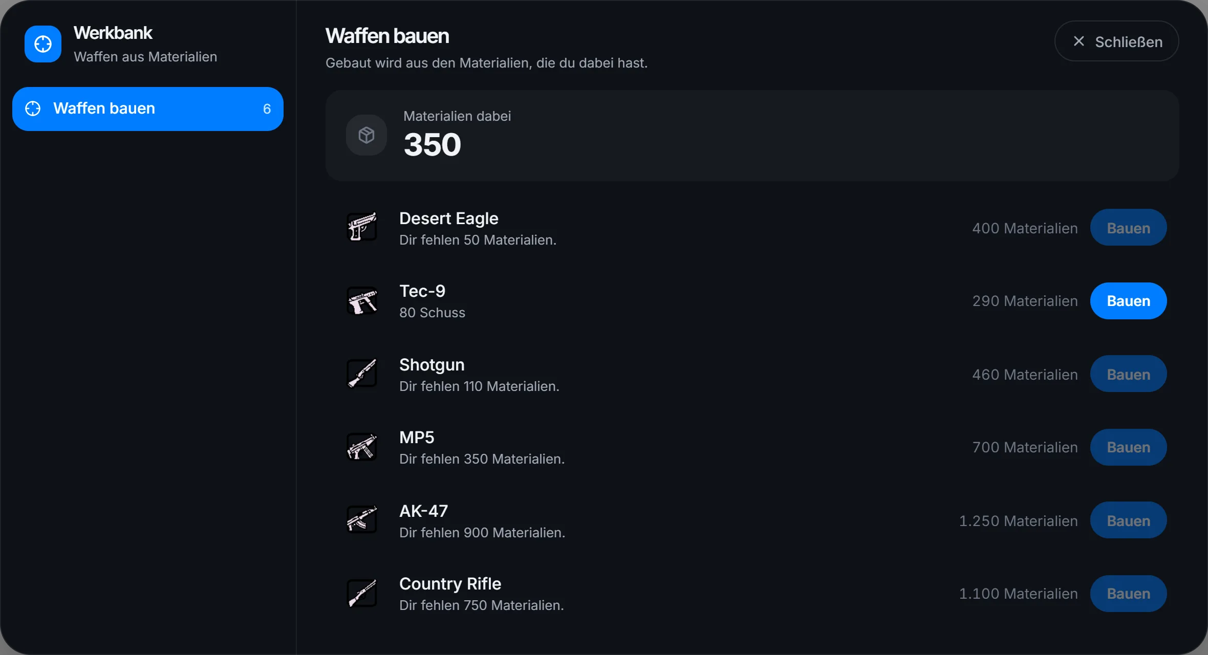 Mit zu wenig Materialien zeigt sie, wie viele dir fehlen